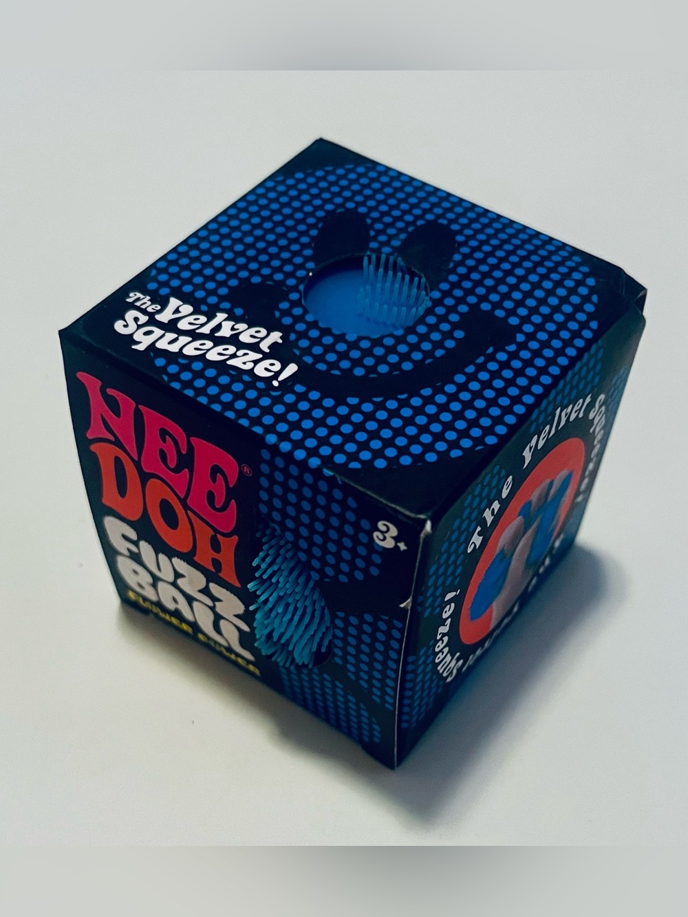 Velvet Squeeze! Blue Kids Fuzz Ball Toy